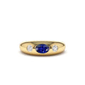 14K Oval Blue Sapphire with Round Diamonds Dome Ring by Orlina Fine