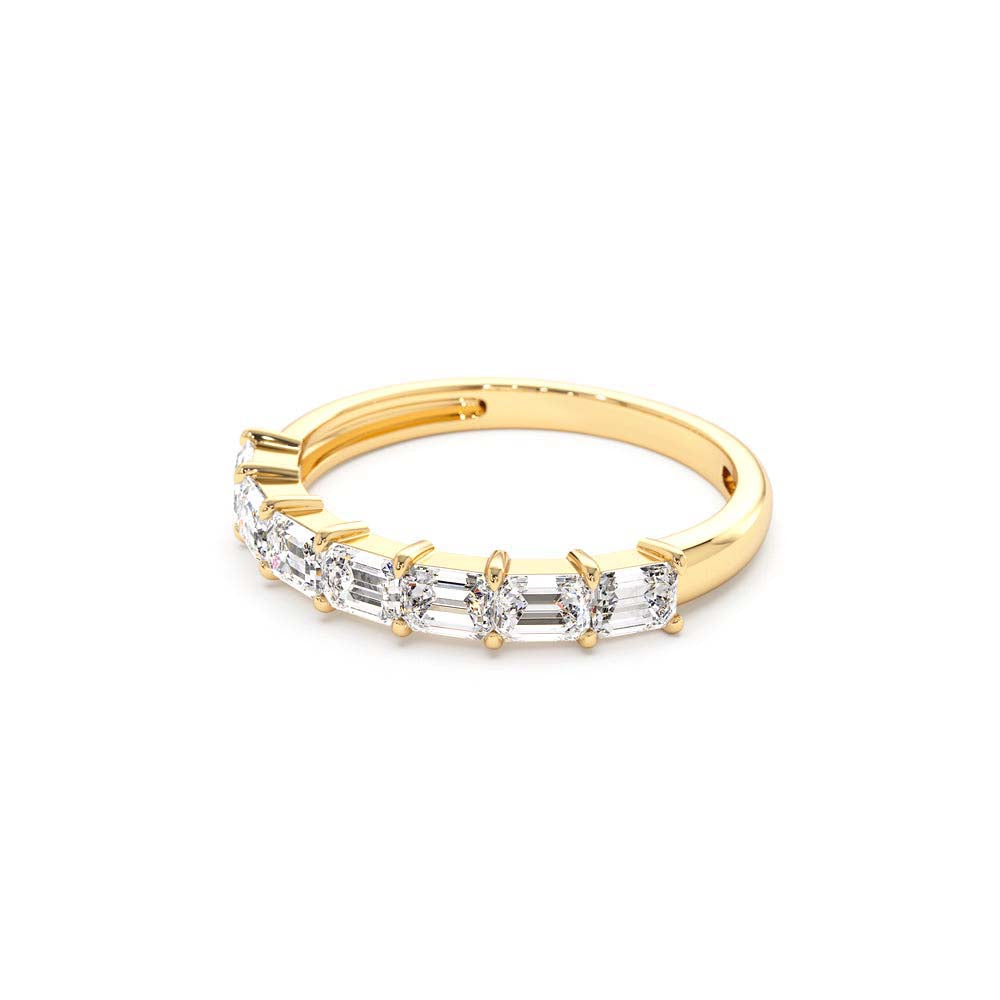 14K Prong Horizontal Set Emerald Cut Diamond Wedding Band - view 4