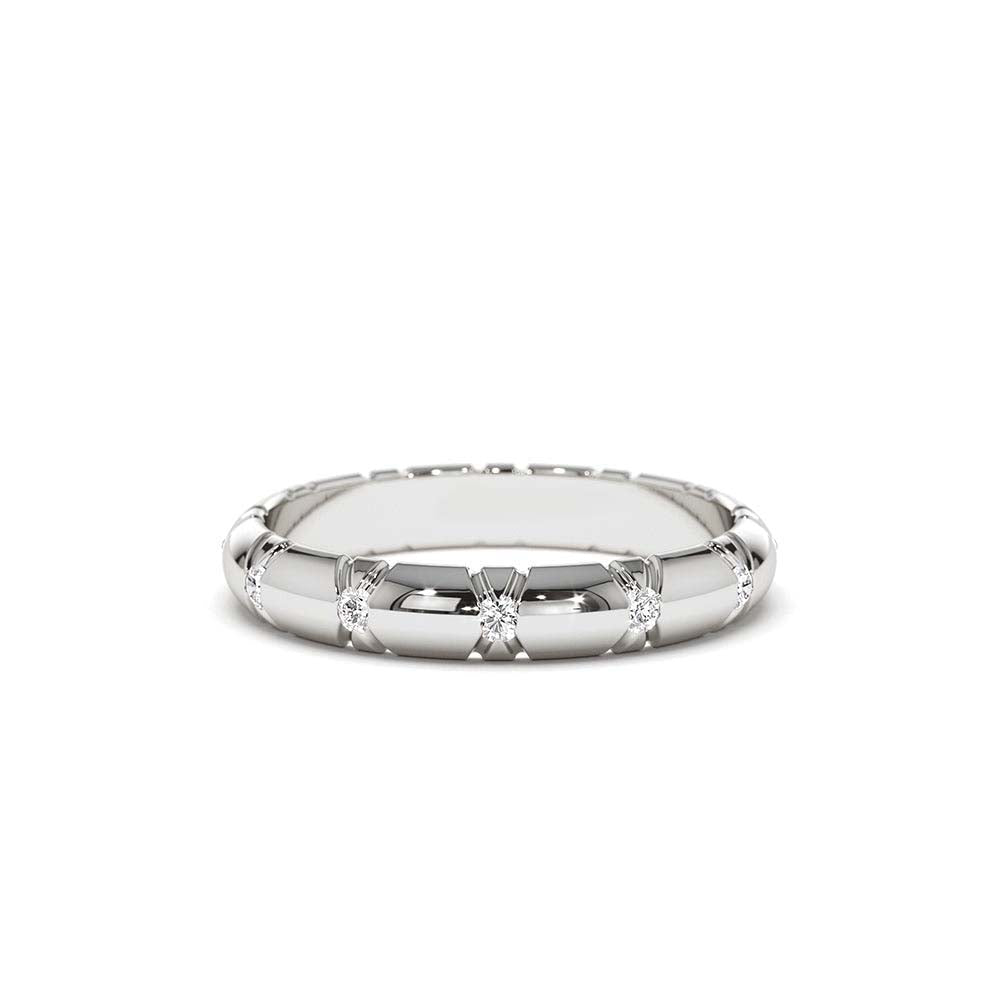 14K 3MM Unique X Cut Design Diamond Wedding Ring - view 3