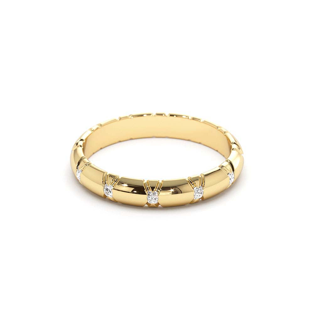 14K 3MM Unique X Cut Design Diamond Wedding Ring - view 4