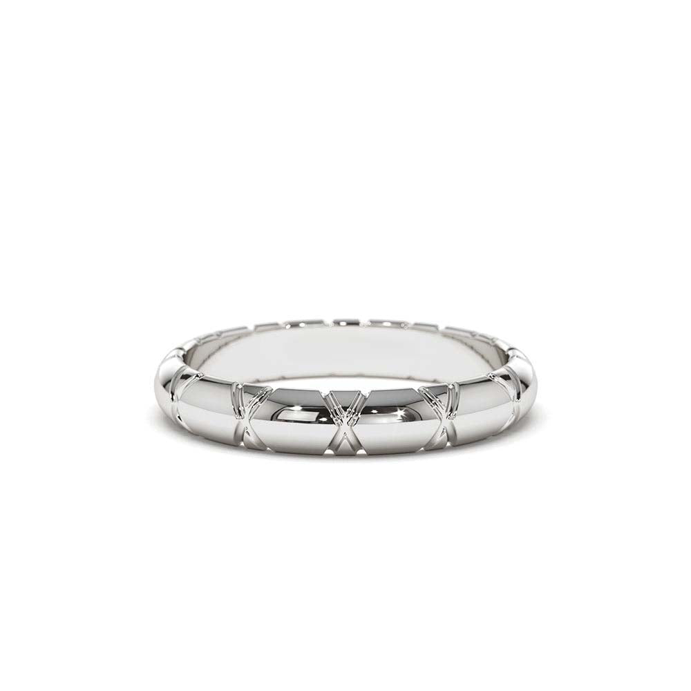 14K 3MM Unique X Cut Design Gold Wedding Ring - view 3