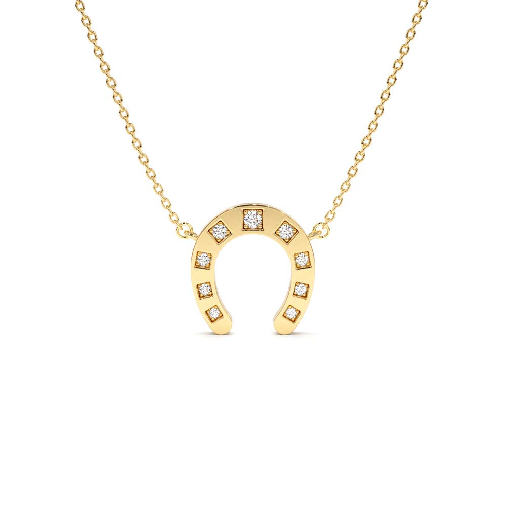 14K Good Luck Diamond Horseshoe Necklace by Orlina Fine