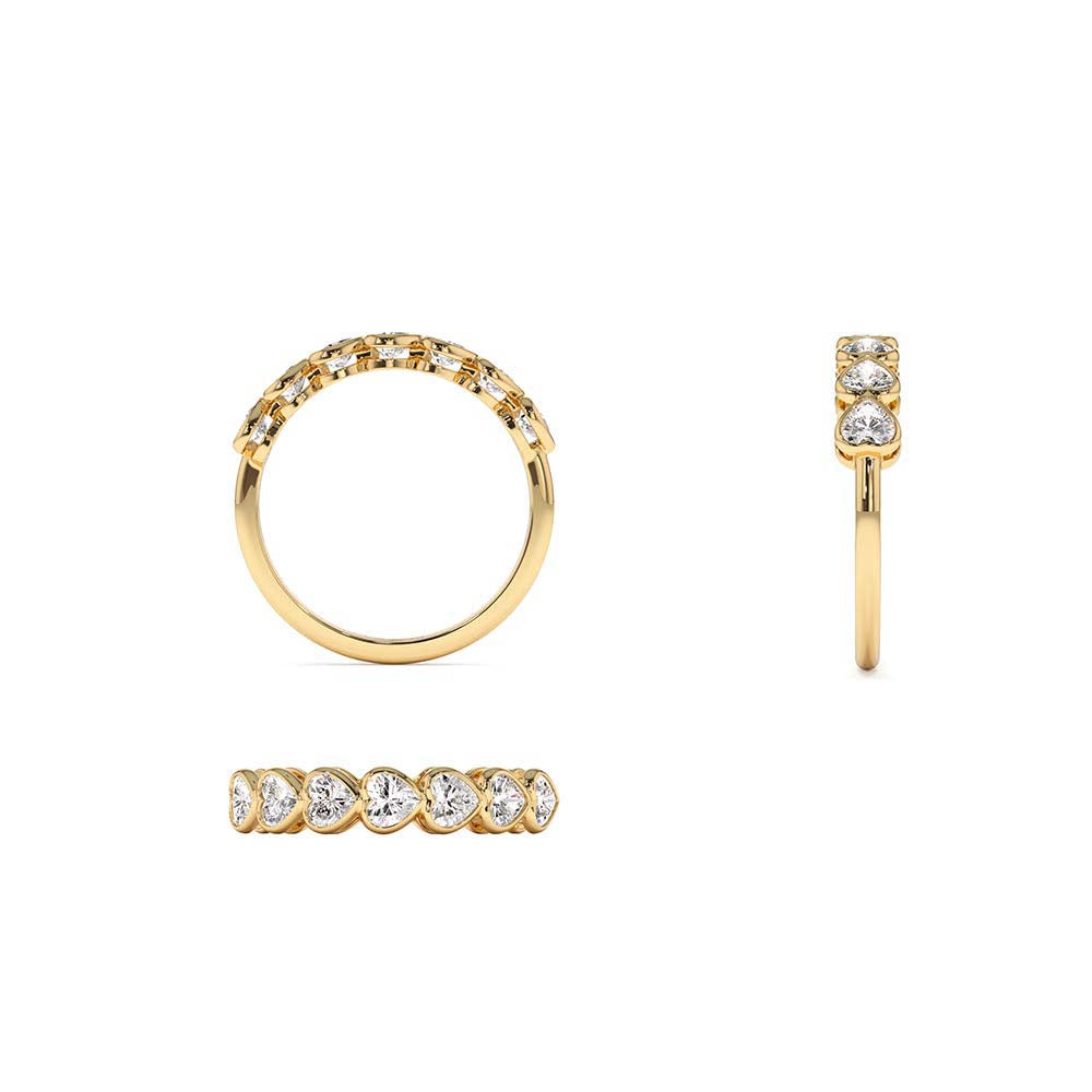 14K Heart Shape Horizontal Bezel Setting Diamond Ring - view 4