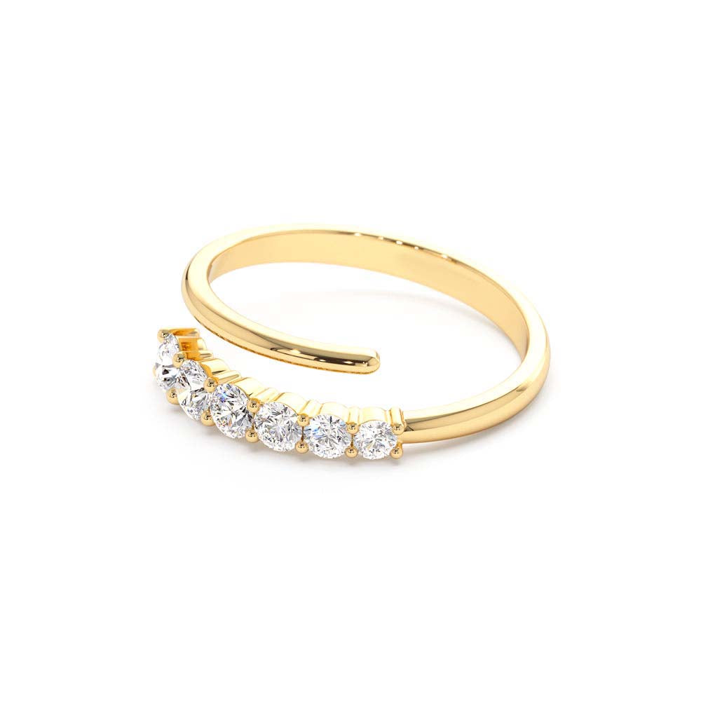 14K Unique Crossover Diamond Statement Ring - view 4