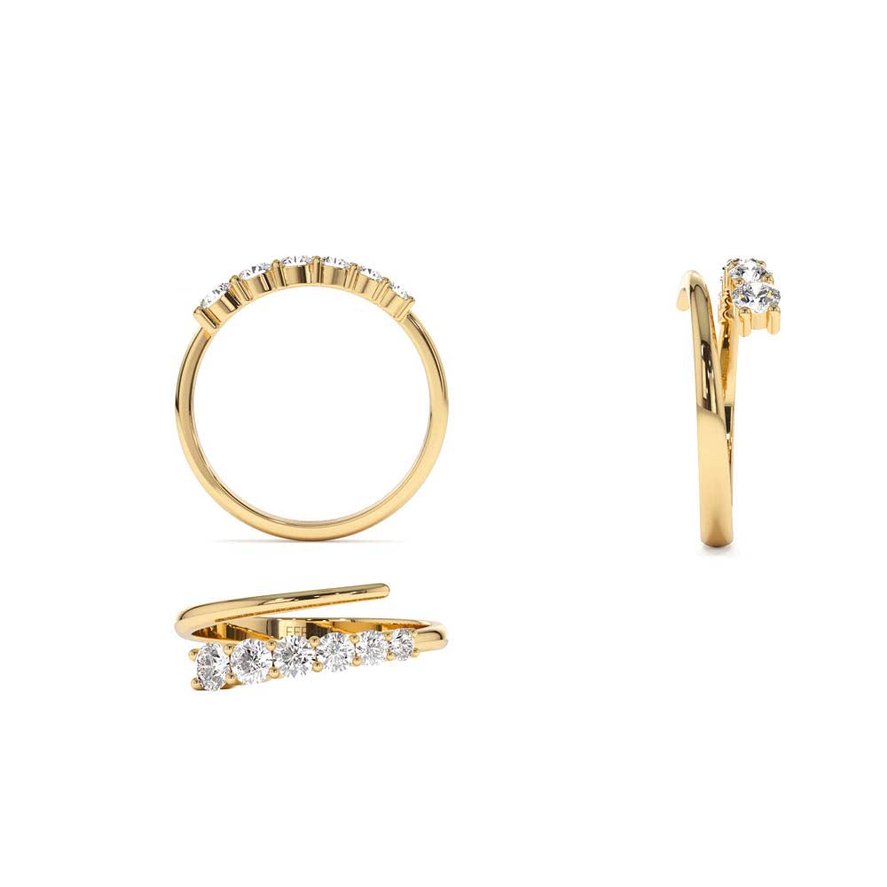 14K Unique Crossover Diamond Statement Ring - view 5