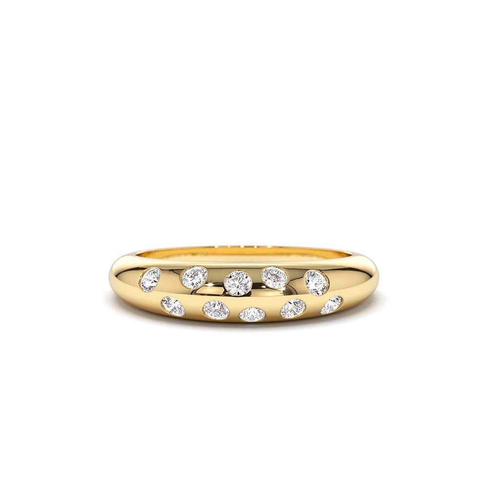 14K Dome Zig Zag Flush Diamond Ring by Orlina Fine