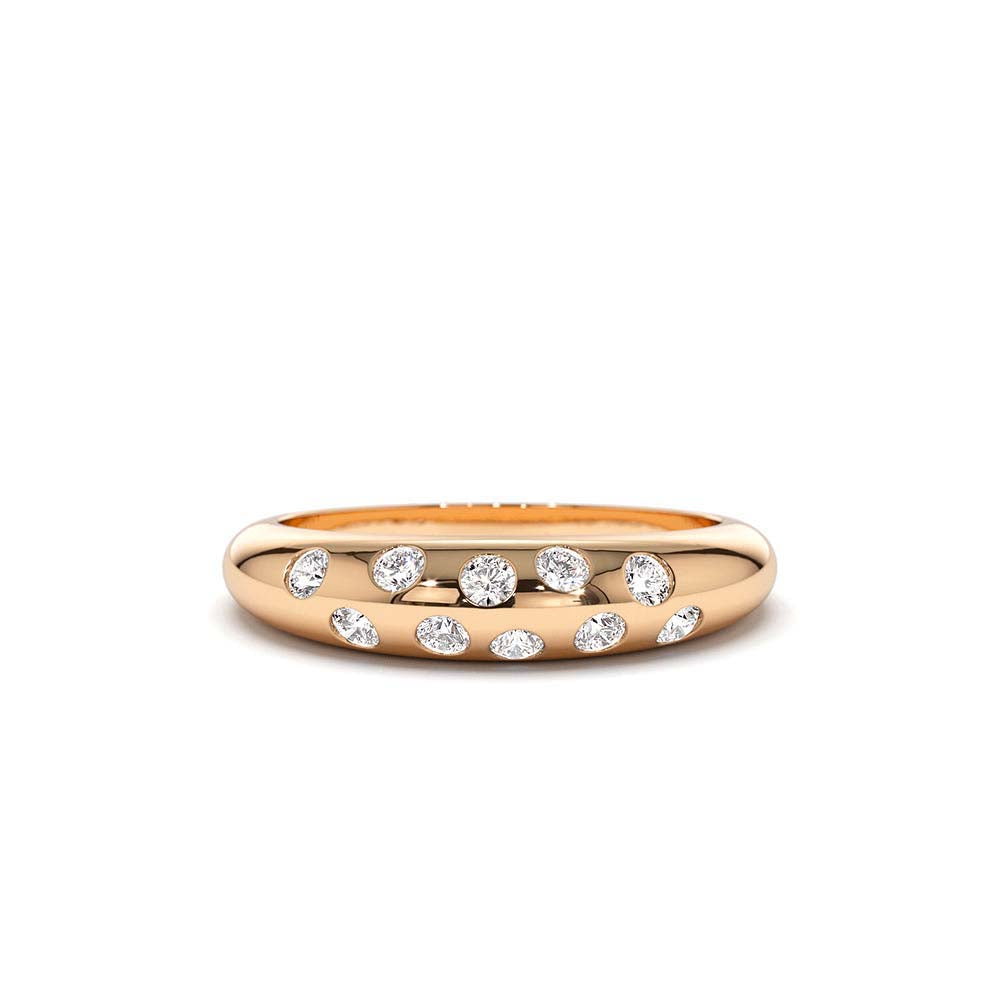 14K Dome Zig Zag Flush Diamond Ring - view 2
