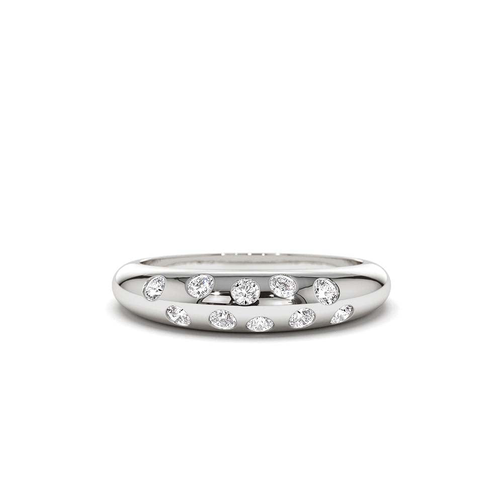 14K Dome Zig Zag Flush Diamond Ring - view 3
