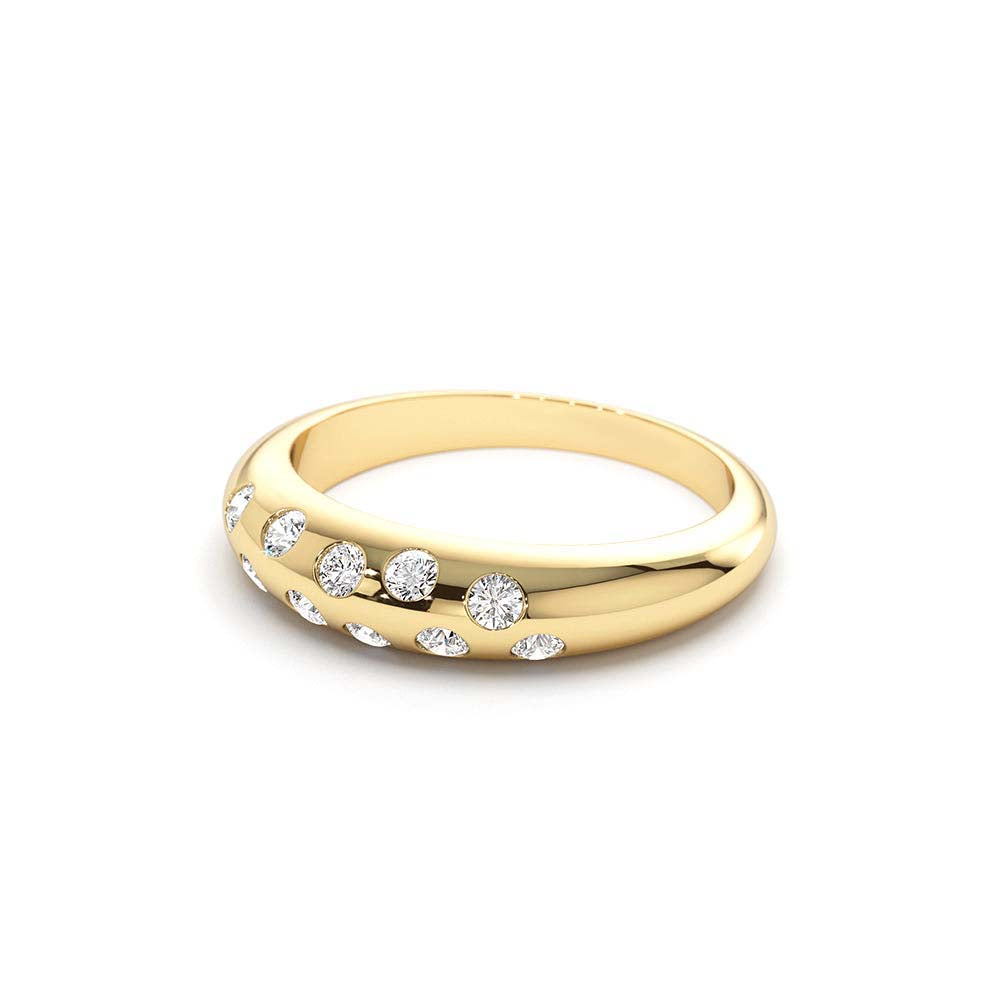 14K Dome Zig Zag Flush Diamond Ring - view 4