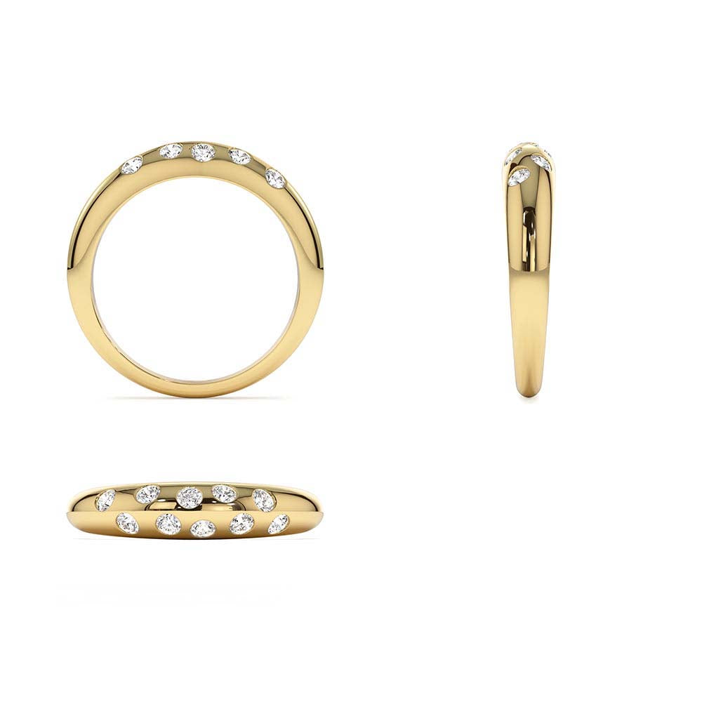 14K Dome Zig Zag Flush Diamond Ring - view 5