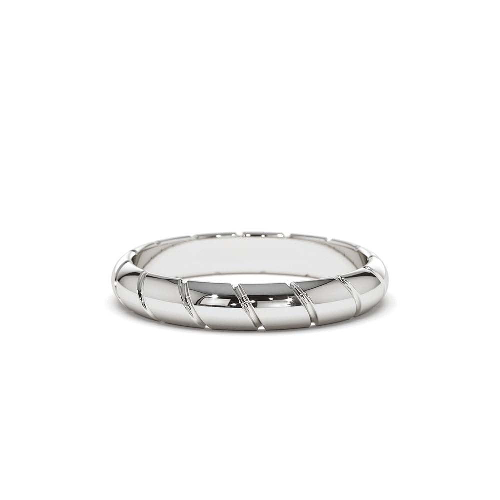 14K 3MM Unique Diagonal Cut Design Gold Ring - view 3