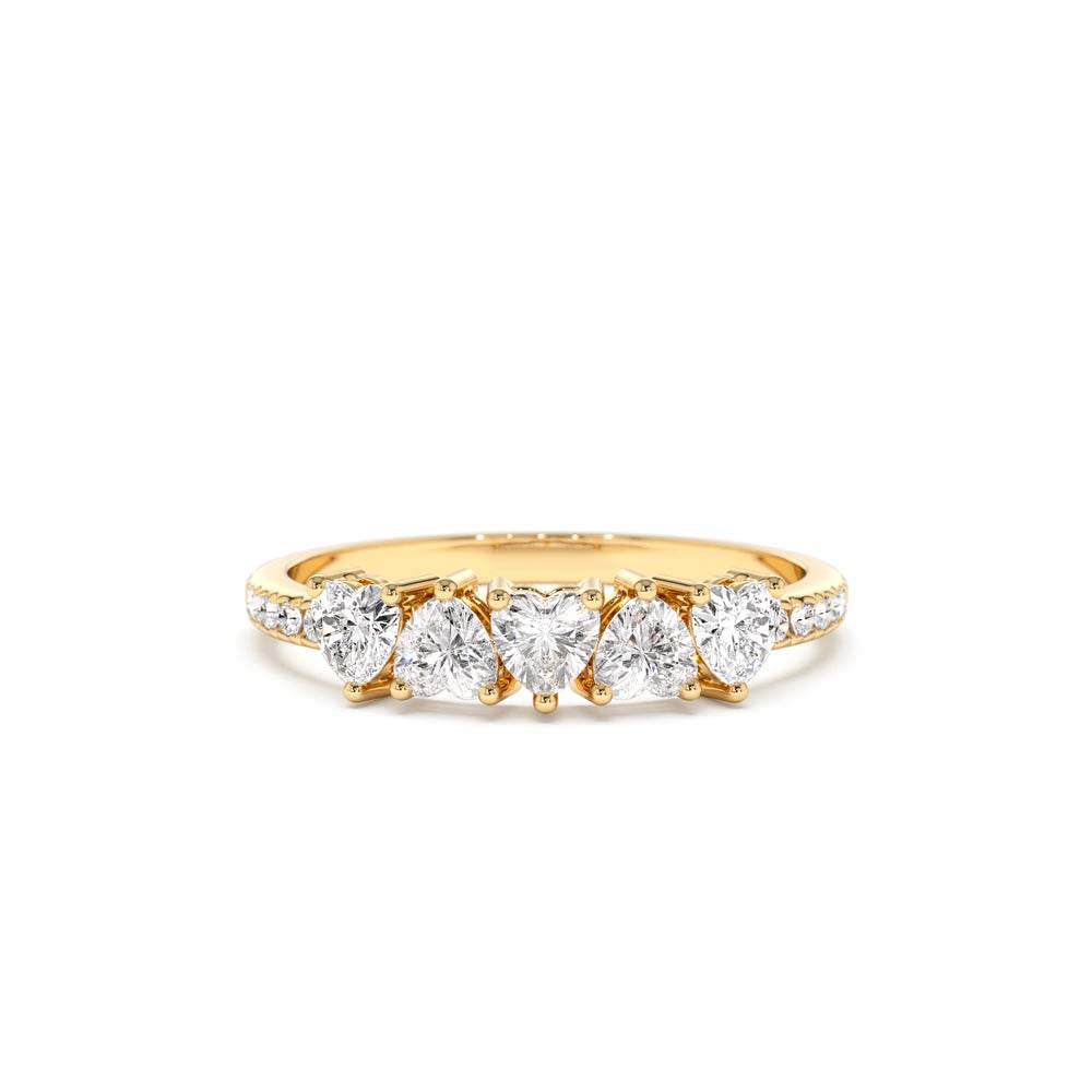 14K Heart Shaped Diamond Ring w/ Pave Diamonds by Orlina Fine