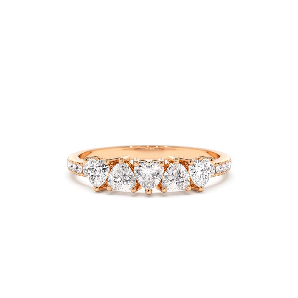 14K Heart Shaped Diamond Ring w/ Pave Diamonds - view 2