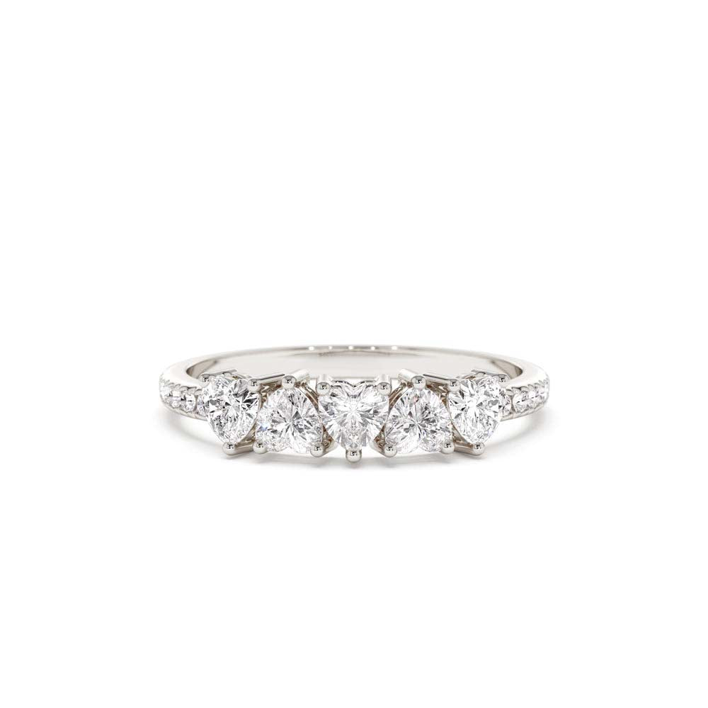 14K Heart Shaped Diamond Ring w/ Pave Diamonds - view 3