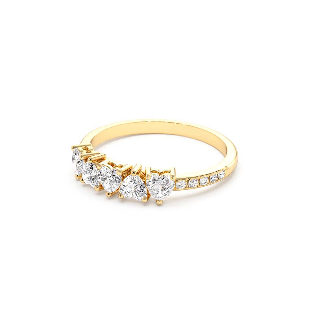 14K Heart Shaped Diamond Ring w/ Pave Diamonds - view 4