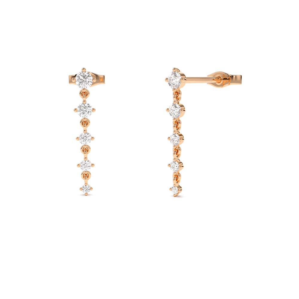 14K Dangling 4 Prong Diamond Drop Earrings - view 2