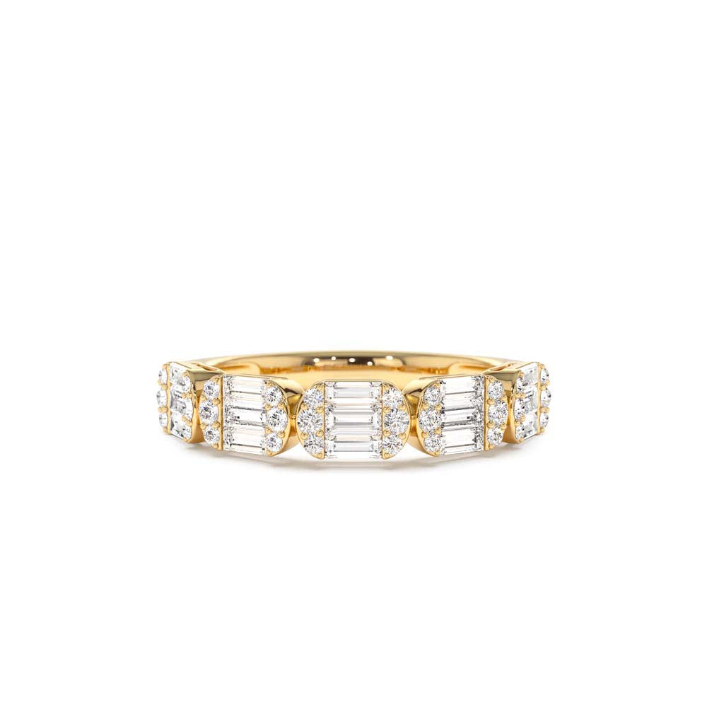 14K Baguette and Round Diamond Anniversary Ring by Orlina Fine
