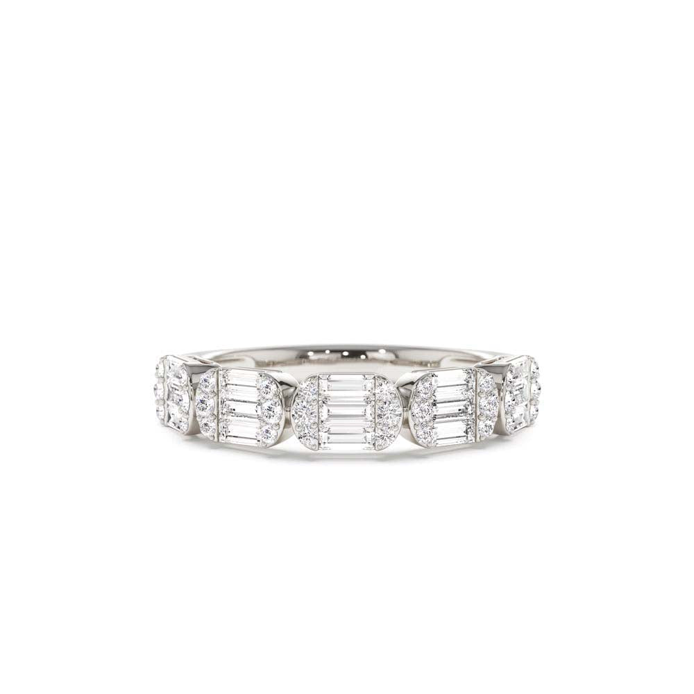 14K Baguette and Round Diamond Anniversary Ring - view 3