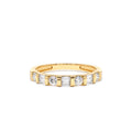 14K Double Baguette and Round Diamond Wedding Ring by Orlina Fine