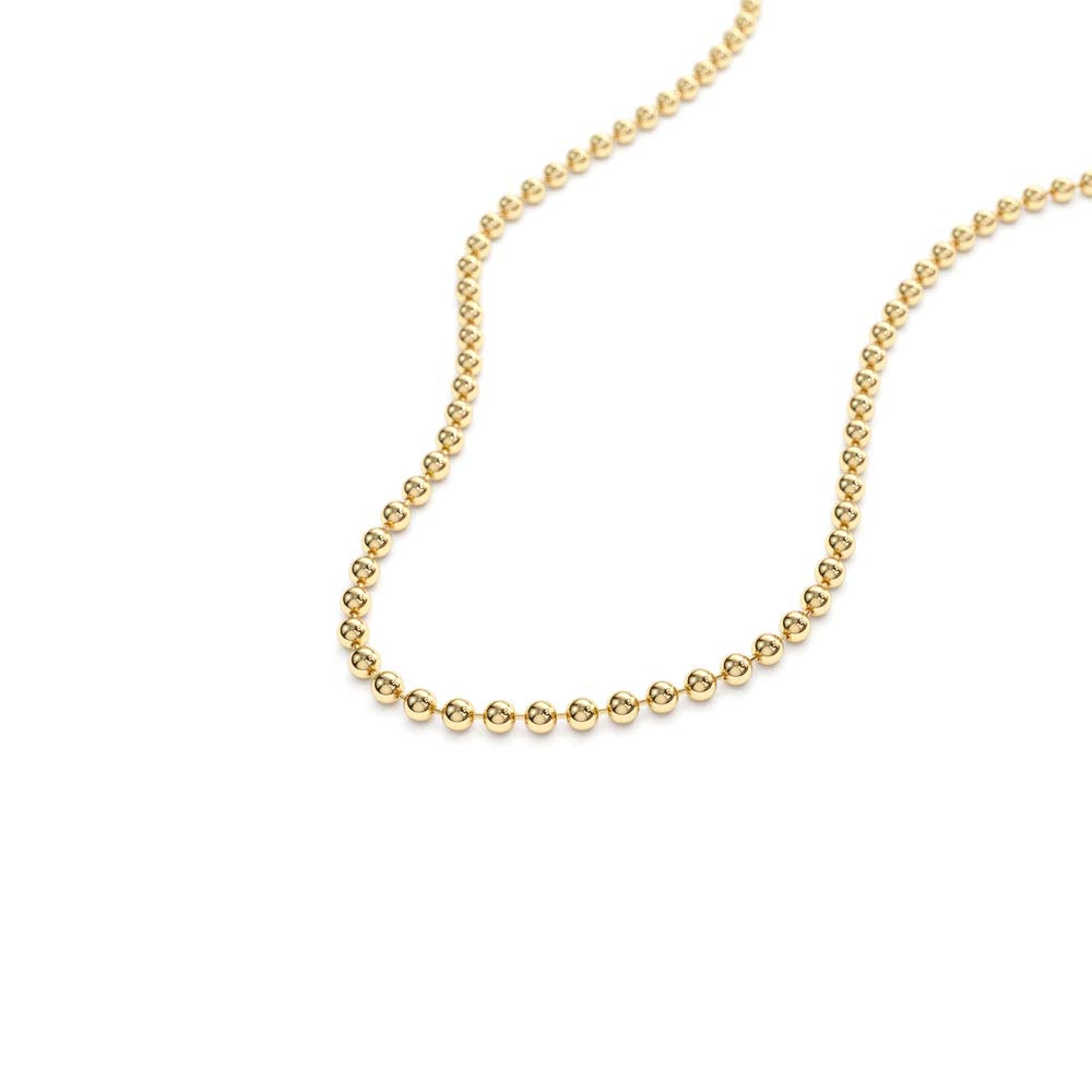 14K Solid Gold 2MM Bead Chain Necklace - view 2