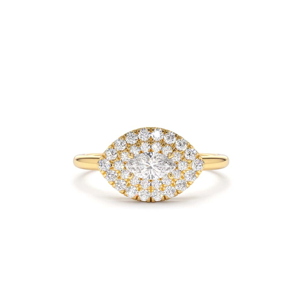14K East to West Double Halo Marquise Diamond Ring by Orlina Fine