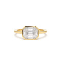 14K East West Illusion Setting Emerald Pie Cut Diamond Ring by Orlina Fine