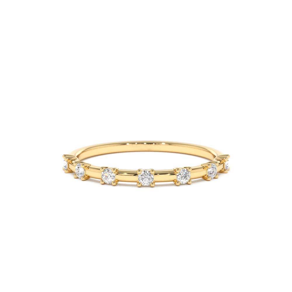 14K Half Eternity Minimalist Diamond Wedding Ring by Orlina Fine