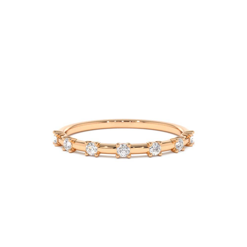 14K Half Eternity Minimalist Diamond Wedding Ring - view 2