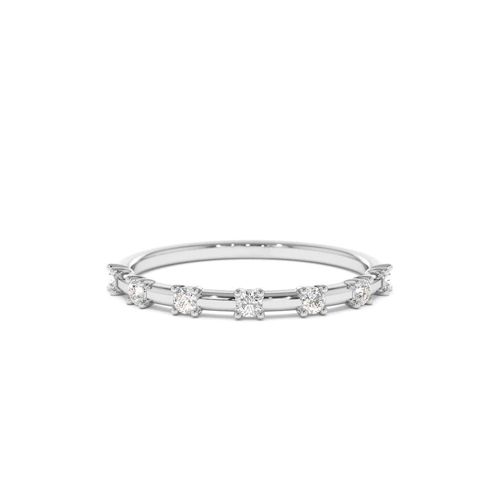 14K Half Eternity Minimalist Diamond Wedding Ring - view 3