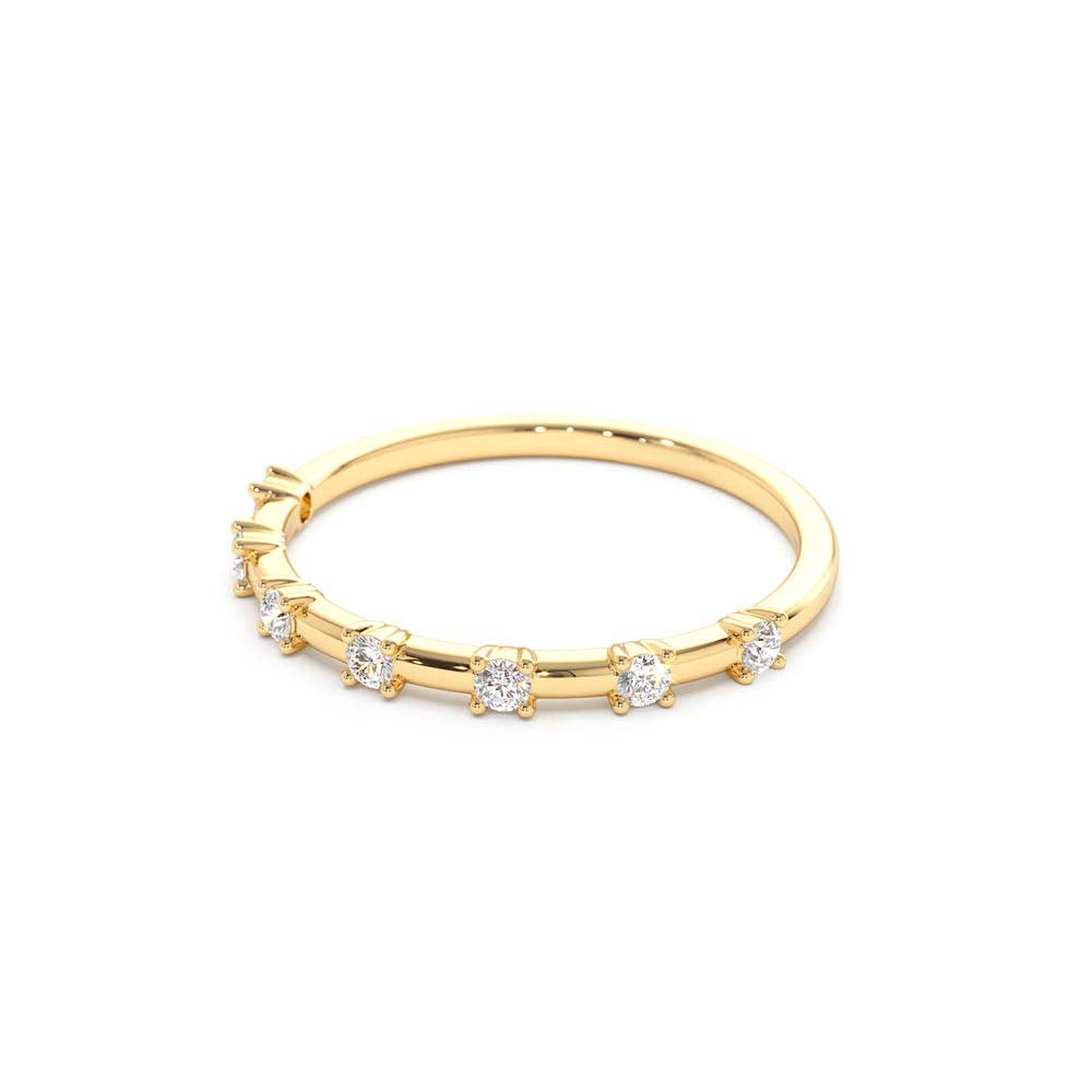14K Half Eternity Minimalist Diamond Wedding Ring - view 4