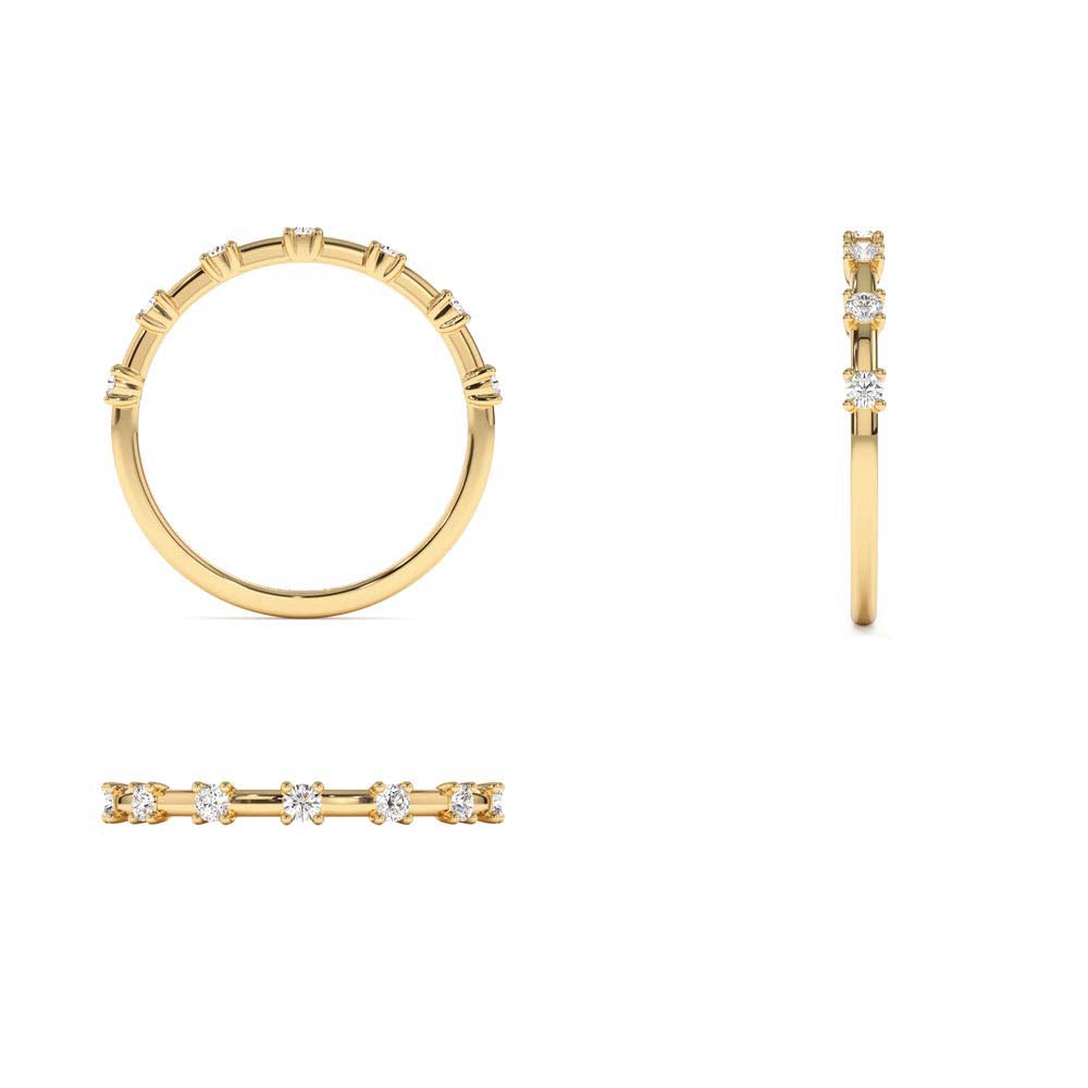 14K Half Eternity Minimalist Diamond Wedding Ring - view 5