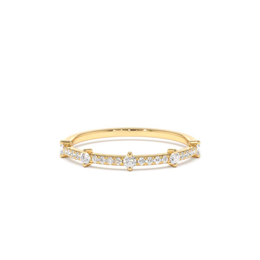 14K Dainty Stacking Diamond Wedding Band by Orlina Fine