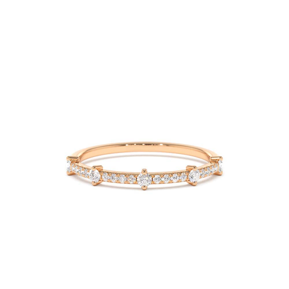 14K Dainty Stacking Diamond Wedding Band - view 2