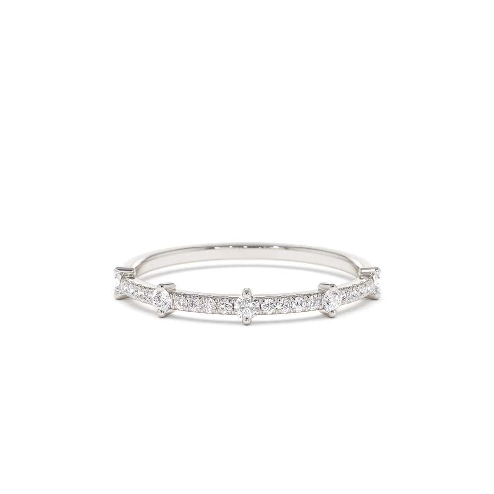 14K Dainty Stacking Diamond Wedding Band - view 3