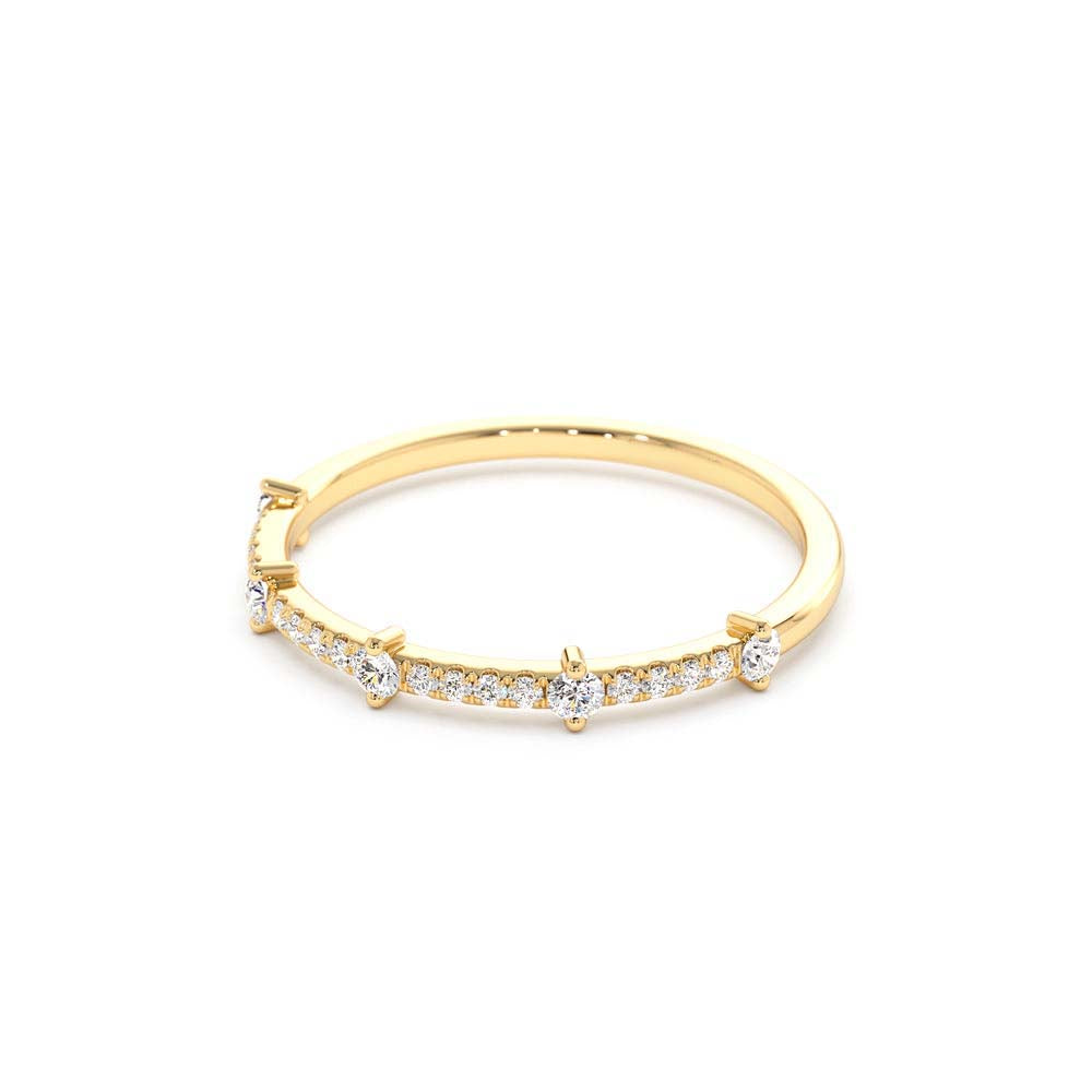 14K Dainty Stacking Diamond Wedding Band - view 4