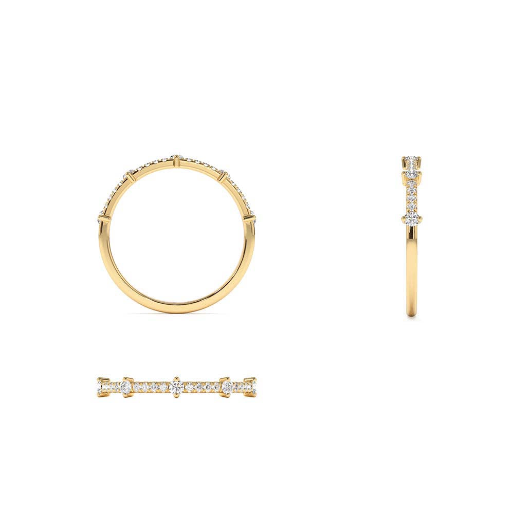 14K Dainty Stacking Diamond Wedding Band - view 5