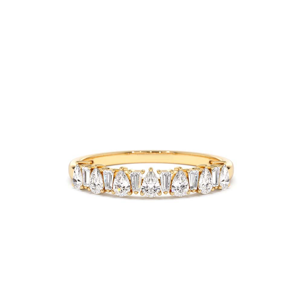 14K Pear Shaped & Tapered Baguette Diamond Anniversary Ring by Orlina Fine