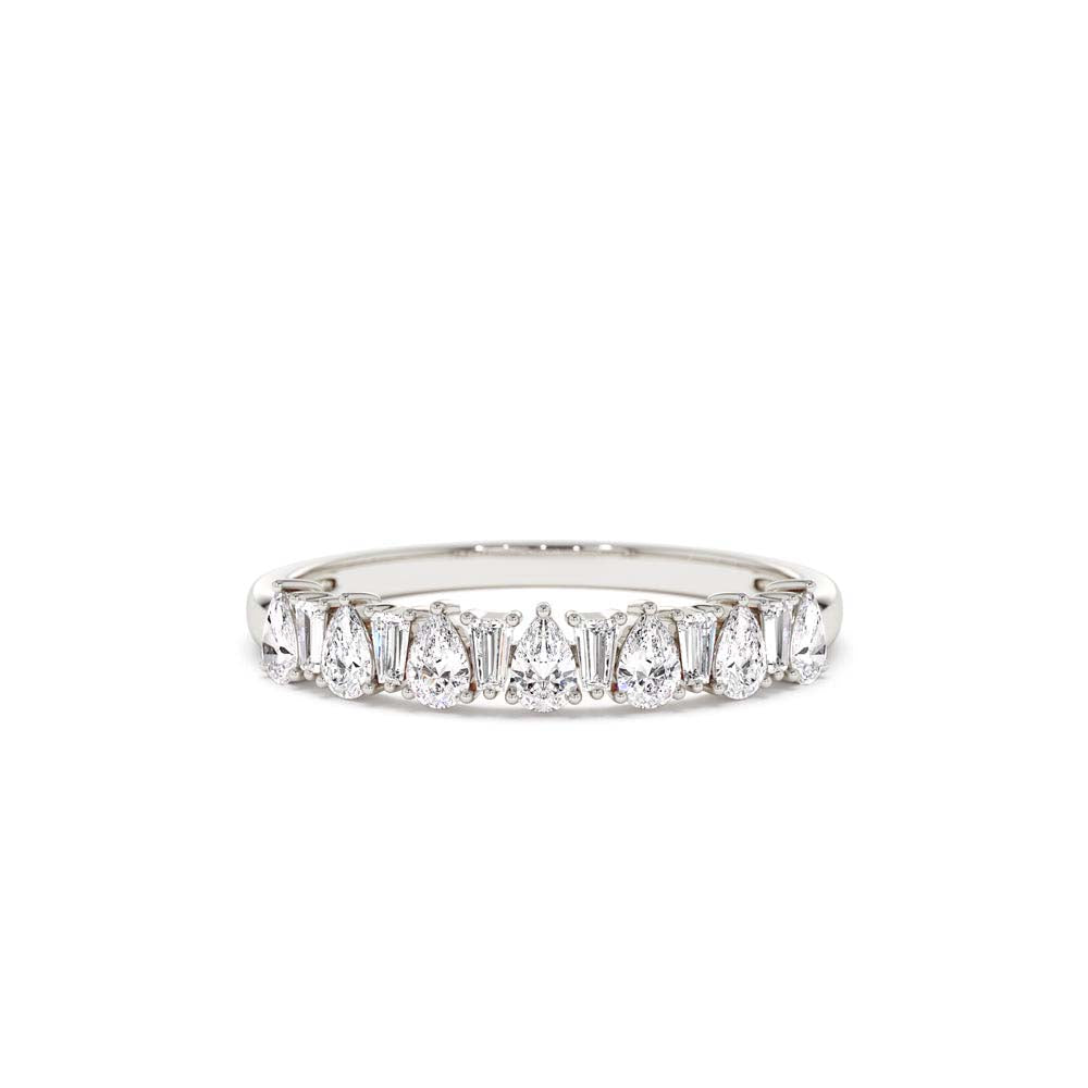 14K Pear Shaped & Tapered Baguette Diamond Anniversary Ring - view 3