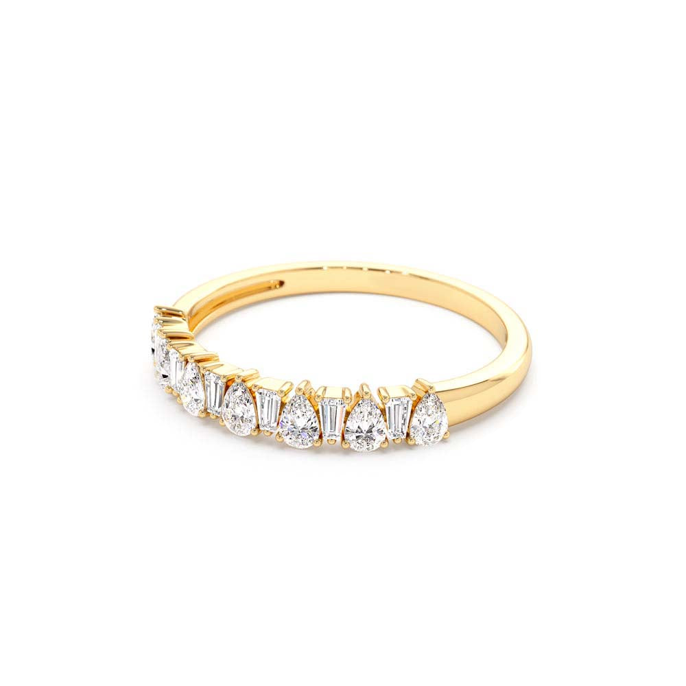 14K Pear Shaped & Tapered Baguette Diamond Anniversary Ring - view 4
