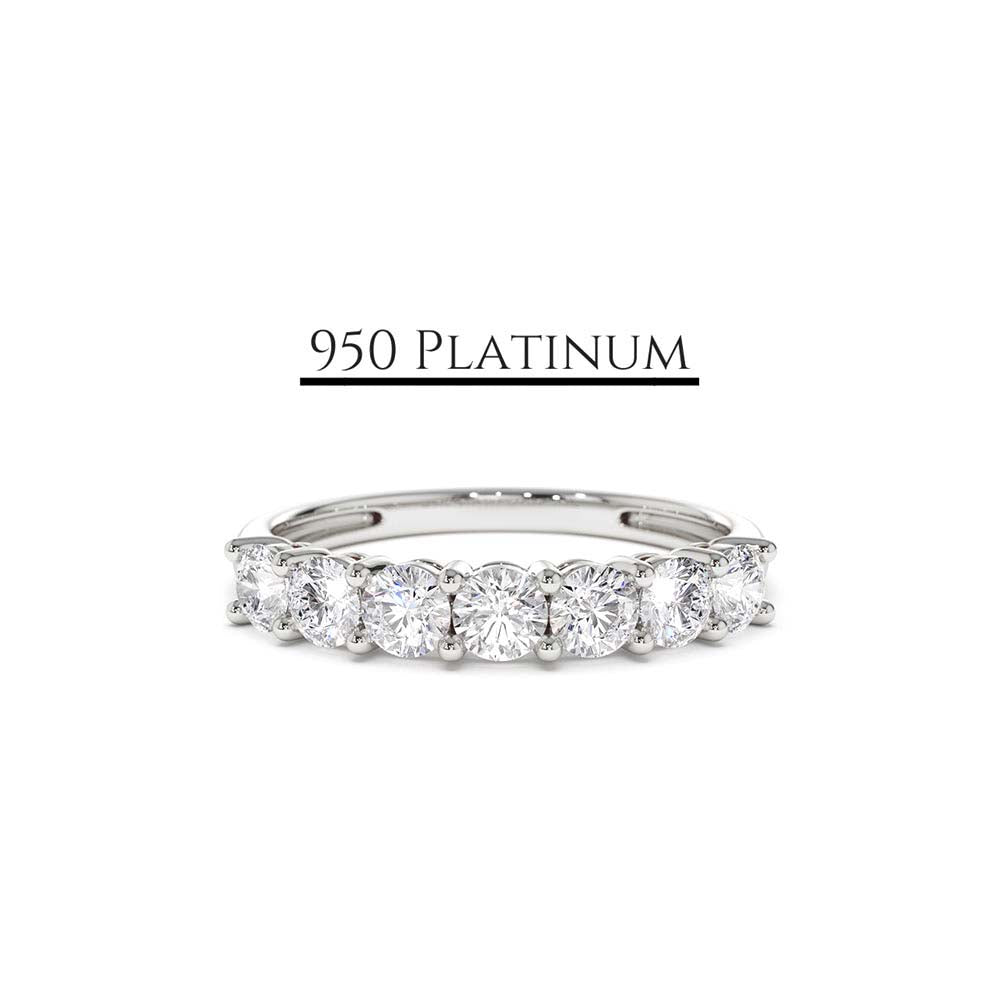 Platinum 7 Stone Basket Setting Diamond Wedding Ring 0.70ctw by Orlina Fine