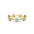 14K Full Eternity Clover Turquoise and Diamond Ring by Orlina Fine