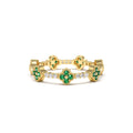 14K Full Eternity Clover Emerald and Diamond Ring by Orlina Fine
