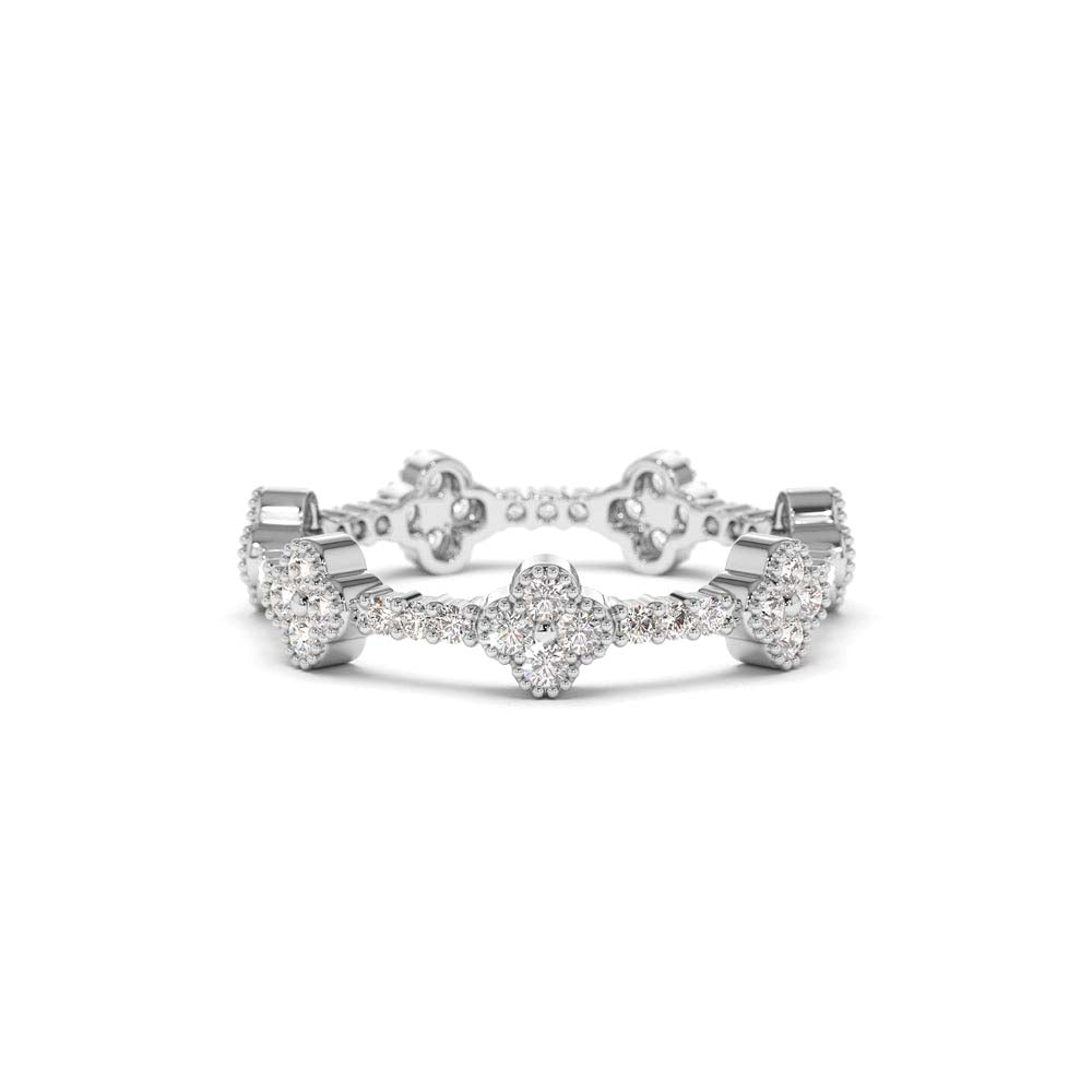 14K Full Eternity Clover Diamond Ring - view 2