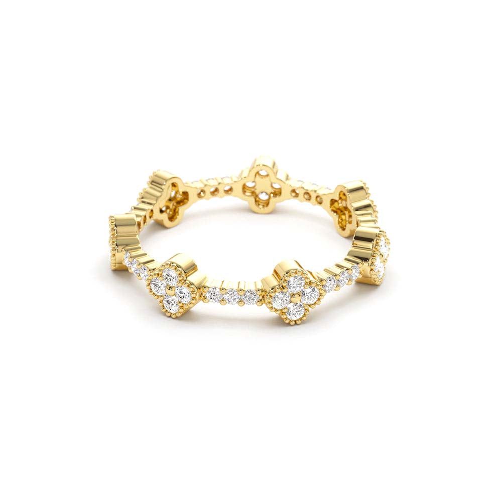 14K Full Eternity Clover Diamond Ring - view 4