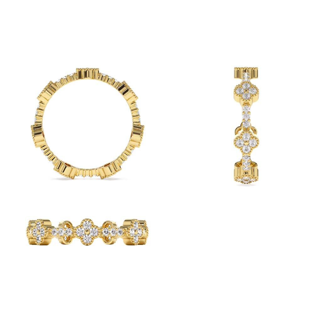 14K Full Eternity Clover Diamond Ring - view 5