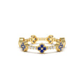 14K Full Eternity Clover Sapphire and Diamond Ring by Orlina Fine
