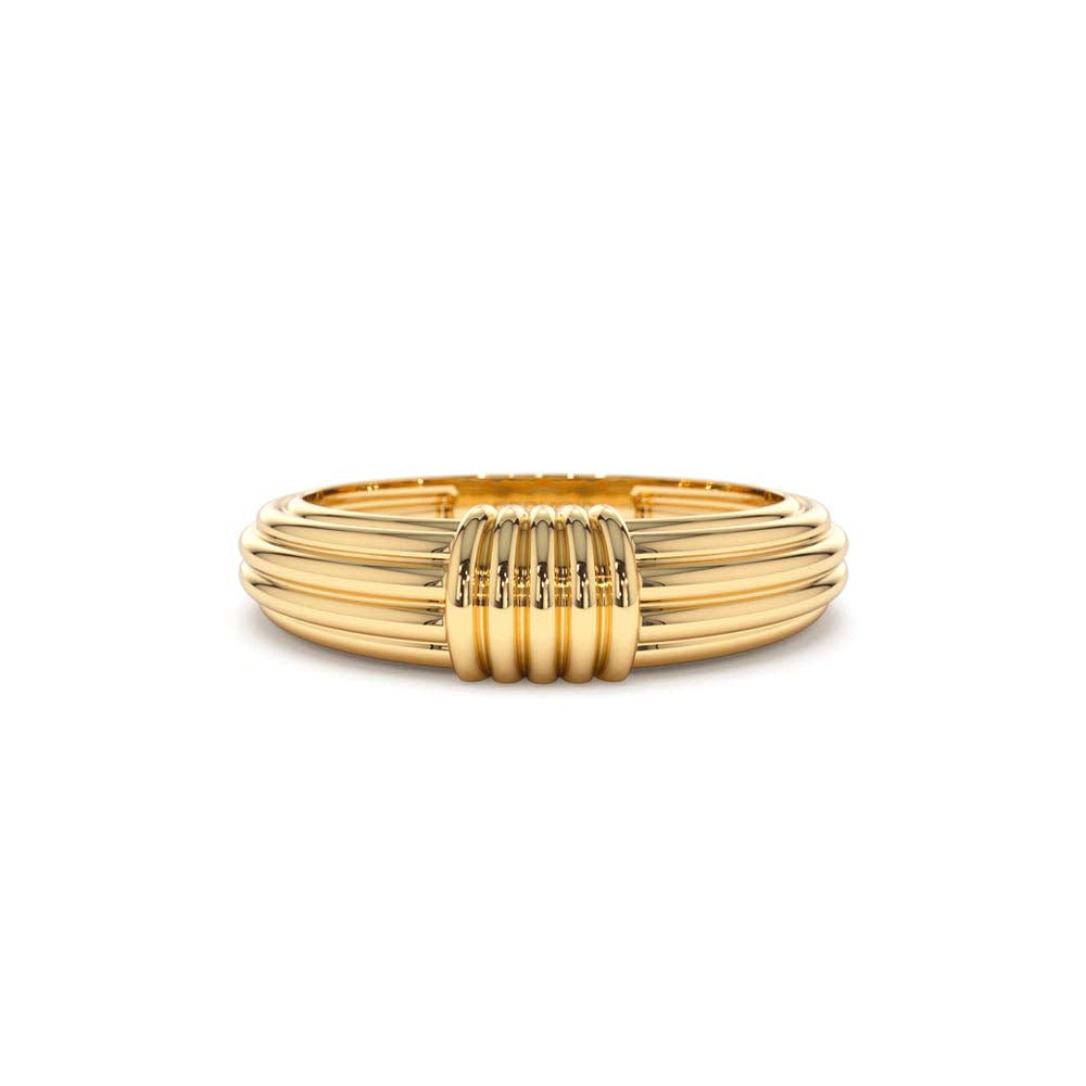 14K Ribbed Dome Graduating Gold Ring by Orlina Fine