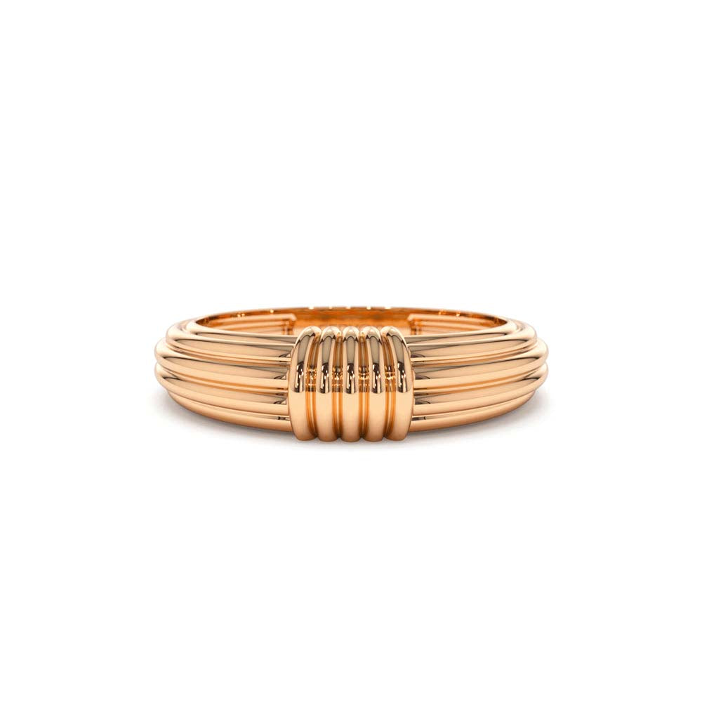 14K Ribbed Dome Graduating Gold Ring - view 2