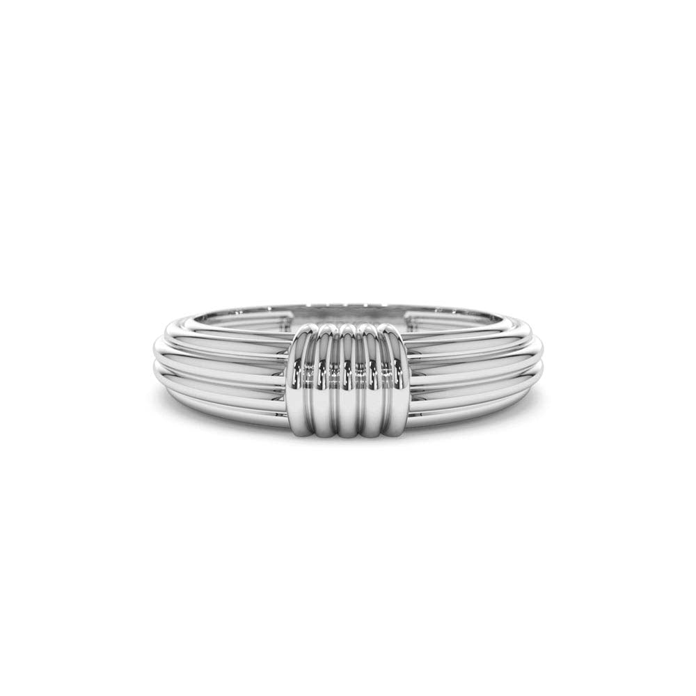 14K Ribbed Dome Graduating Gold Ring - view 3