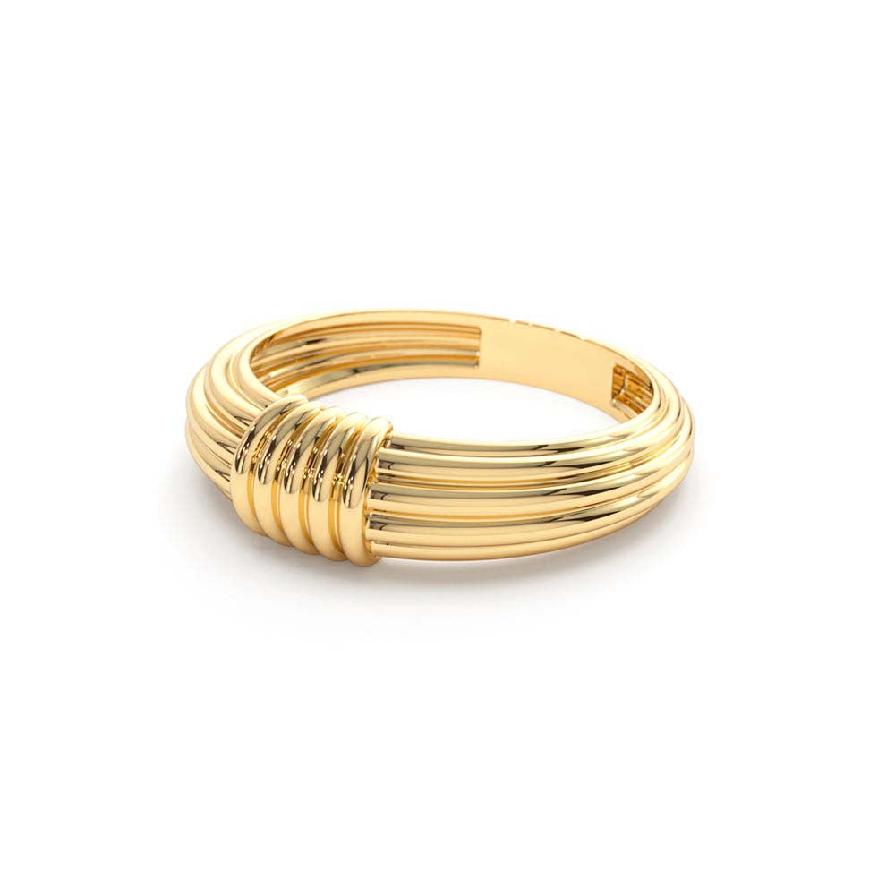 14K Ribbed Dome Graduating Gold Ring - view 4